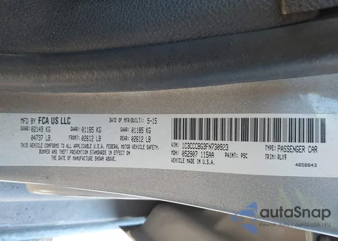 2015 Chrysler 200 S z USA, uszkodzony, nr VIN 1C3CCCBG3FN730923